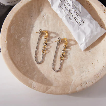 Σκουλαρίκια ατσάλι αλυσίδα-EA347