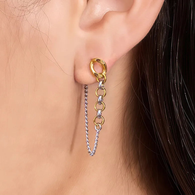 Σκουλαρίκια ατσάλι αλυσίδα-EA347