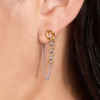 Σκουλαρίκια ατσάλι αλυσίδα-EA347