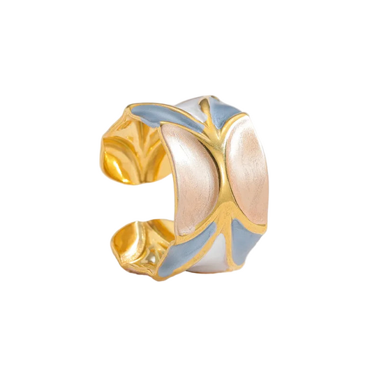 Δαχτυλίδι επιχρυσωμένο ατσάλι με pastel αποχρώσεις-R282