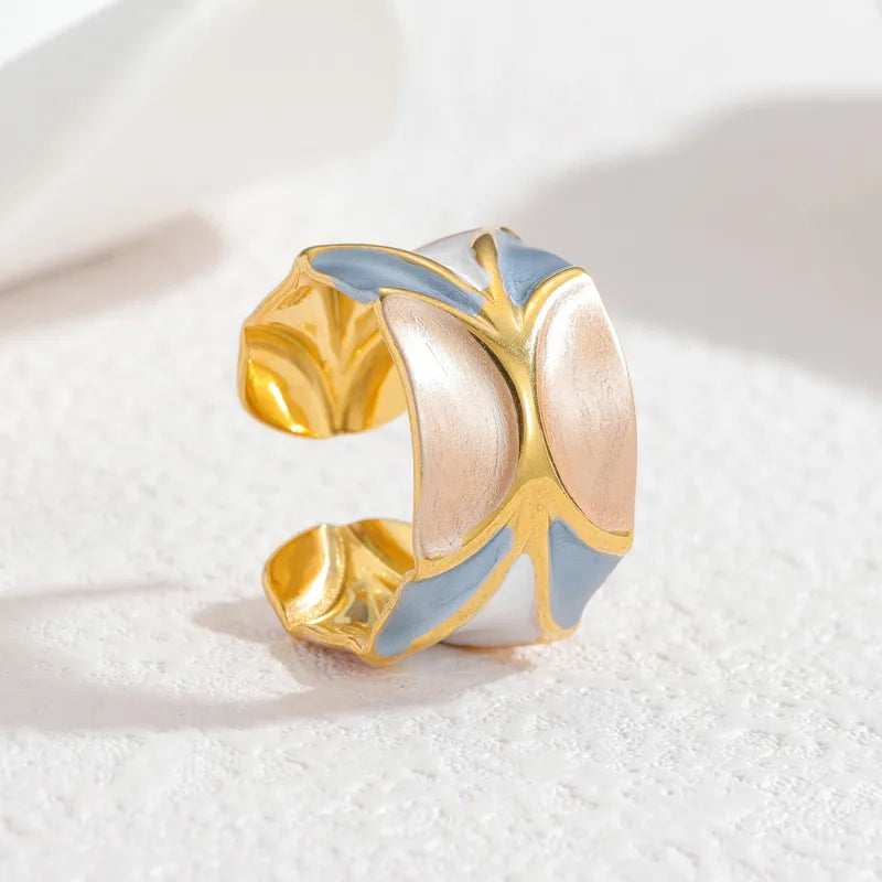 Δαχτυλίδι επιχρυσωμένο ατσάλι με pastel αποχρώσεις-R282