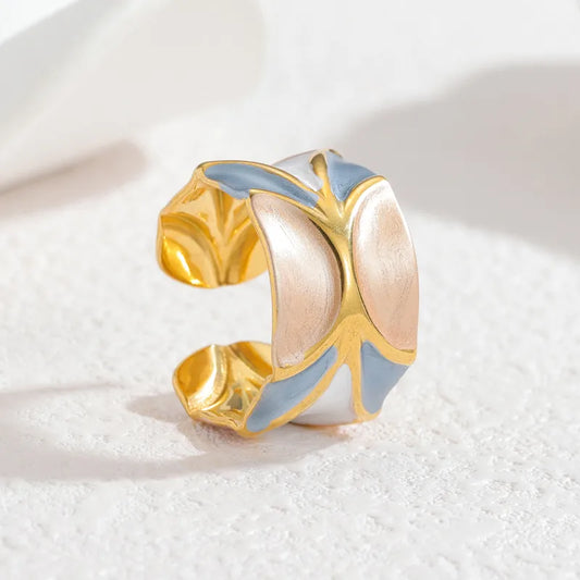 Δαχτυλίδι επιχρυσωμένο ατσάλι με pastel αποχρώσεις-R282