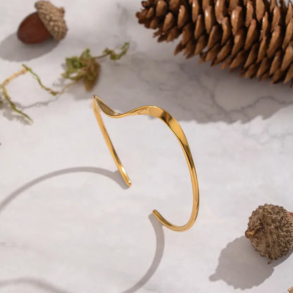 Bratara otel auriu forma ondulata-BR265