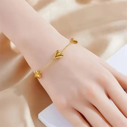 Βραχιόλι επιχρυσωμένο ατσάλι με καρδιές-BR117