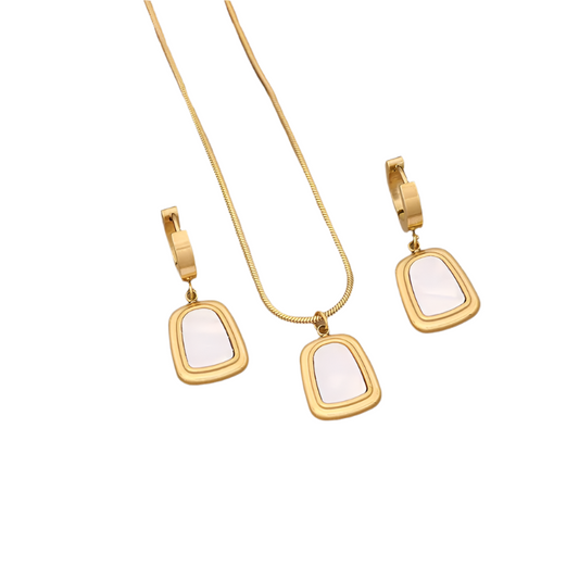 Set of Gold Plated Steel Necklace and Earrings-Set062