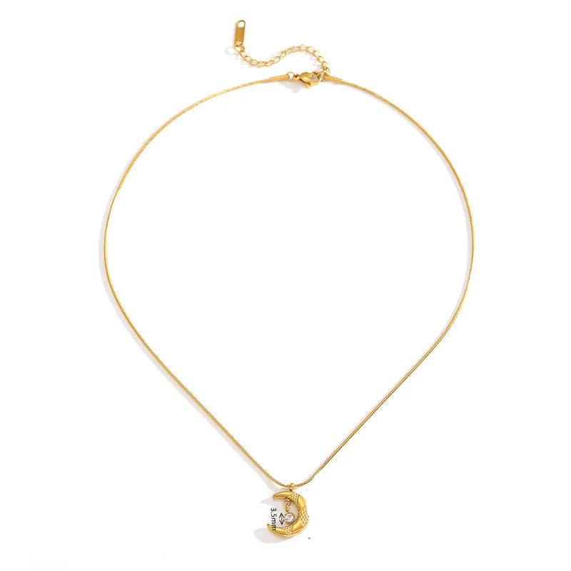 Κολιέ επιχρυσωμένο ατσάλι με φεγγάρι και zircon-NE114