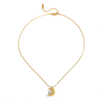 Κολιέ επιχρυσωμένο ατσάλι με φεγγάρι και zircon-NE114