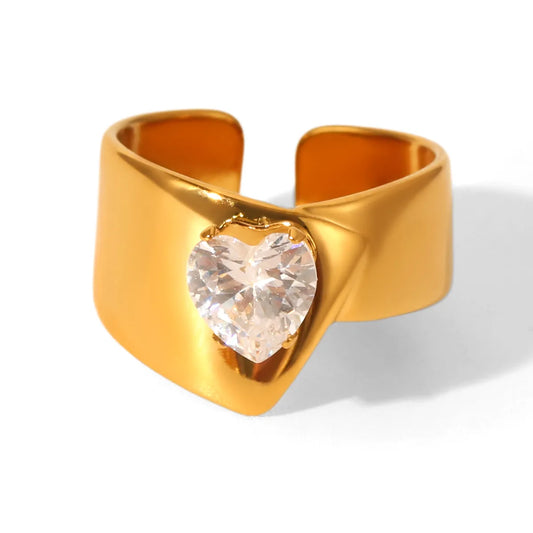 Δαχτυλίδι επιχρυσωμένο ατσάλι με zircon-R269