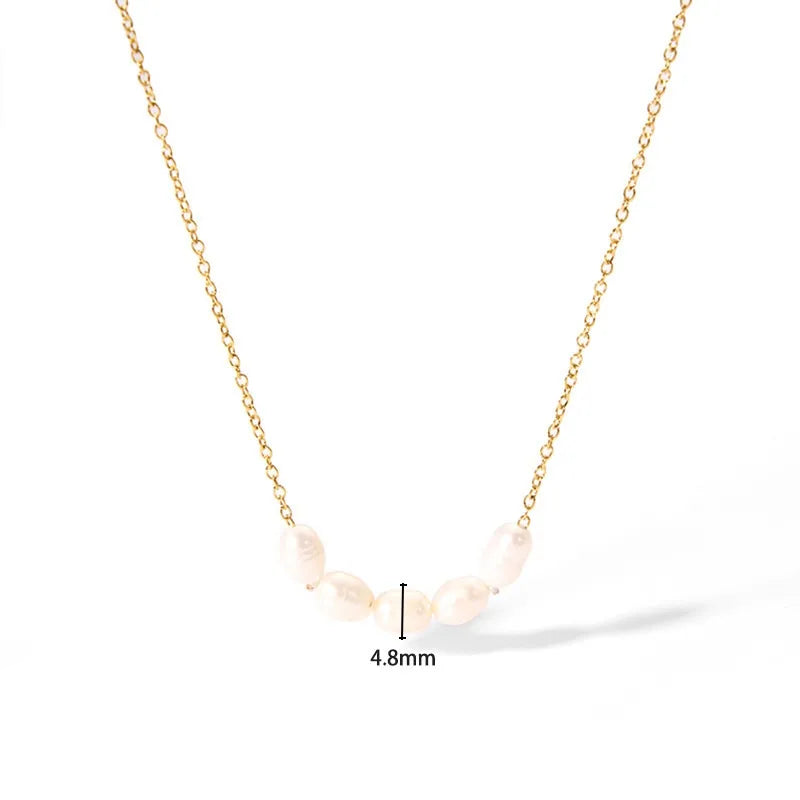 Κολιέ επιχρυσωμένο ατσάλι με περλίτσες - NE716