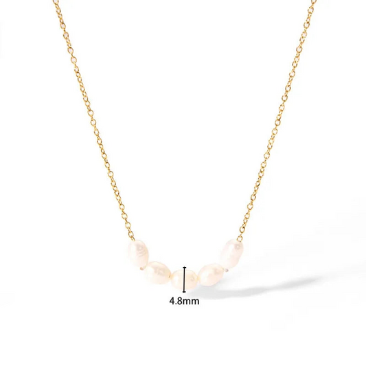 Κολιέ επιχρυσωμένο ατσάλι με περλίτσες - NE716