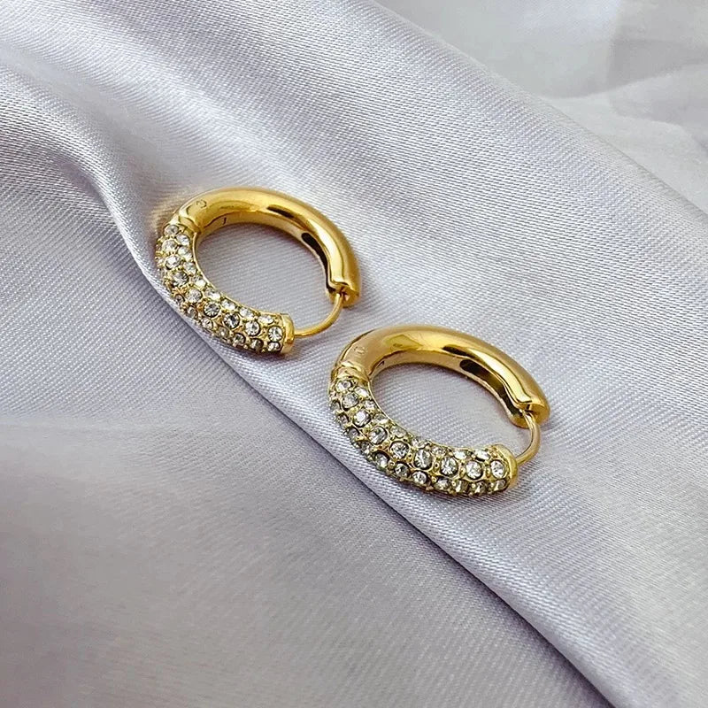 Cercei cerc de oțel cu strasuri-EA026