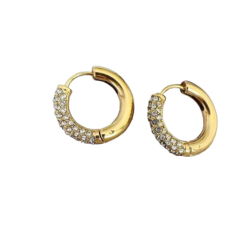 Cercei cerc de oțel cu strasuri-EA026