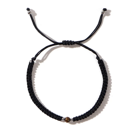 Bracelet black from rope with tiger-stone-stone stone