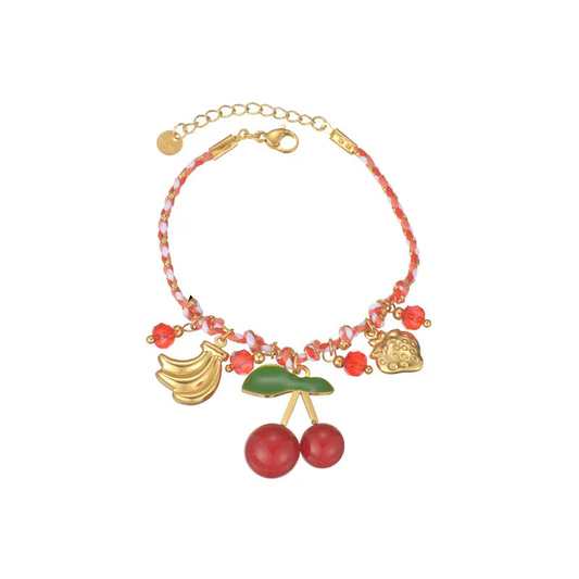 Βραχιόλι με κόκκινο σχοινί και κεράσια - BR365
