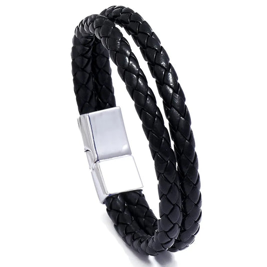 Leather bracelet with knit-br017