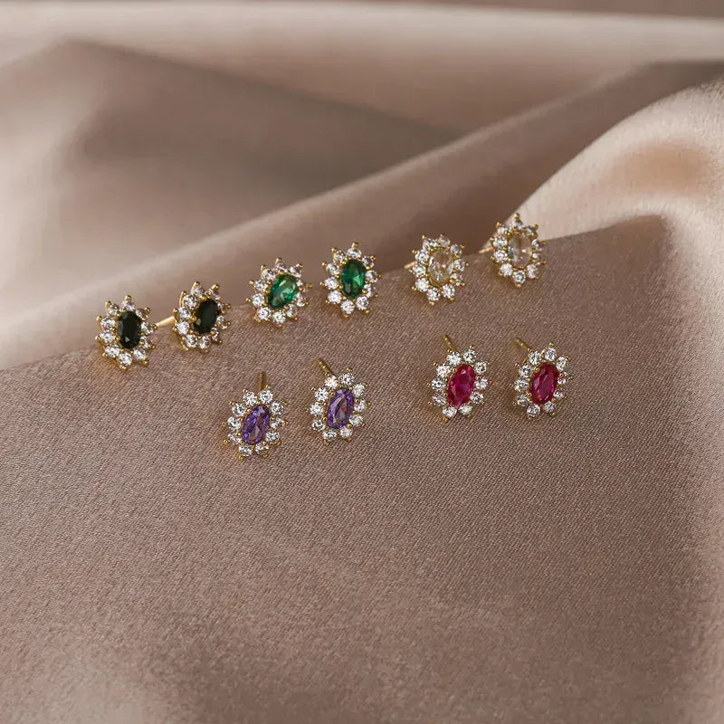 Earrings with zircon and gold in 5 colors-EA515