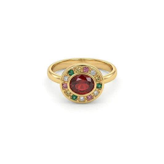 Anillo de acero con circonita azul - R091