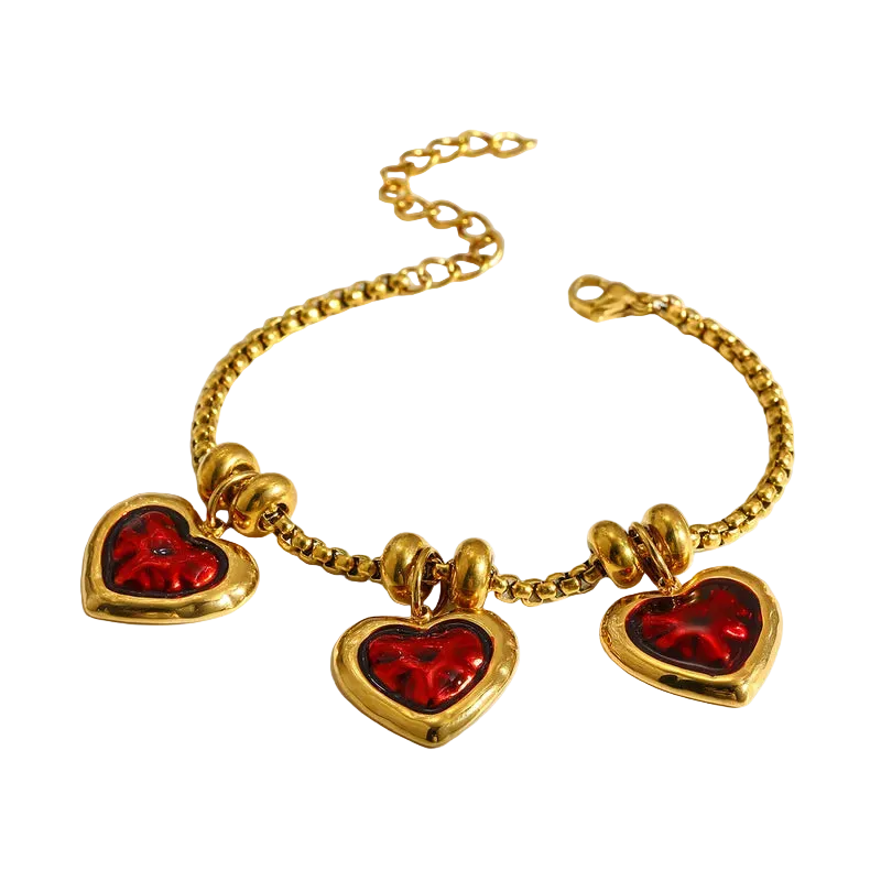 Brățară din oțel placat cu aur cu inimi - BR508