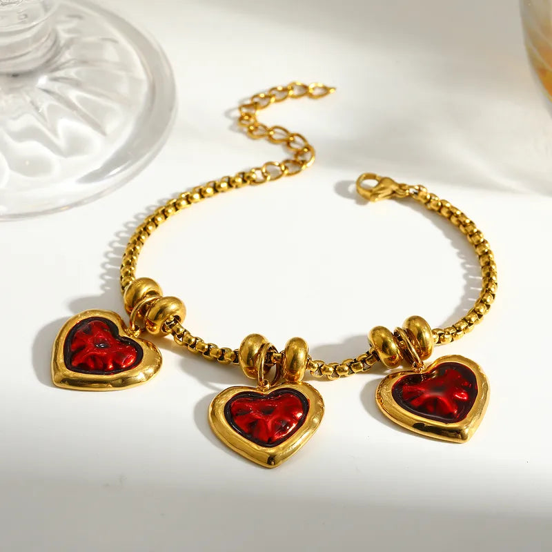 Brățară din oțel placat cu aur cu inimi - BR508