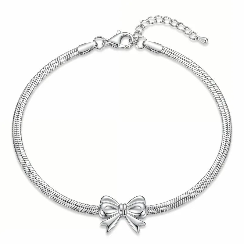 Brass anklet with gold bow - w002