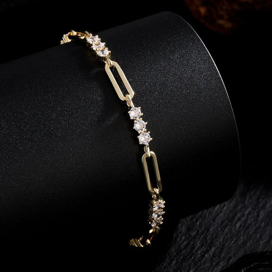 Βραχιόλι ατσάλι με μικρά zircon-BR002