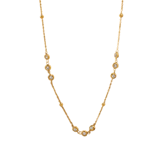 Colier din oțel placat cu aur cu zircon-NE528