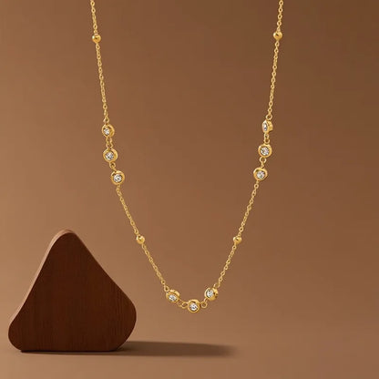 Κολιέ επιχρυσωμένο ατσάλι με zircon-NE528