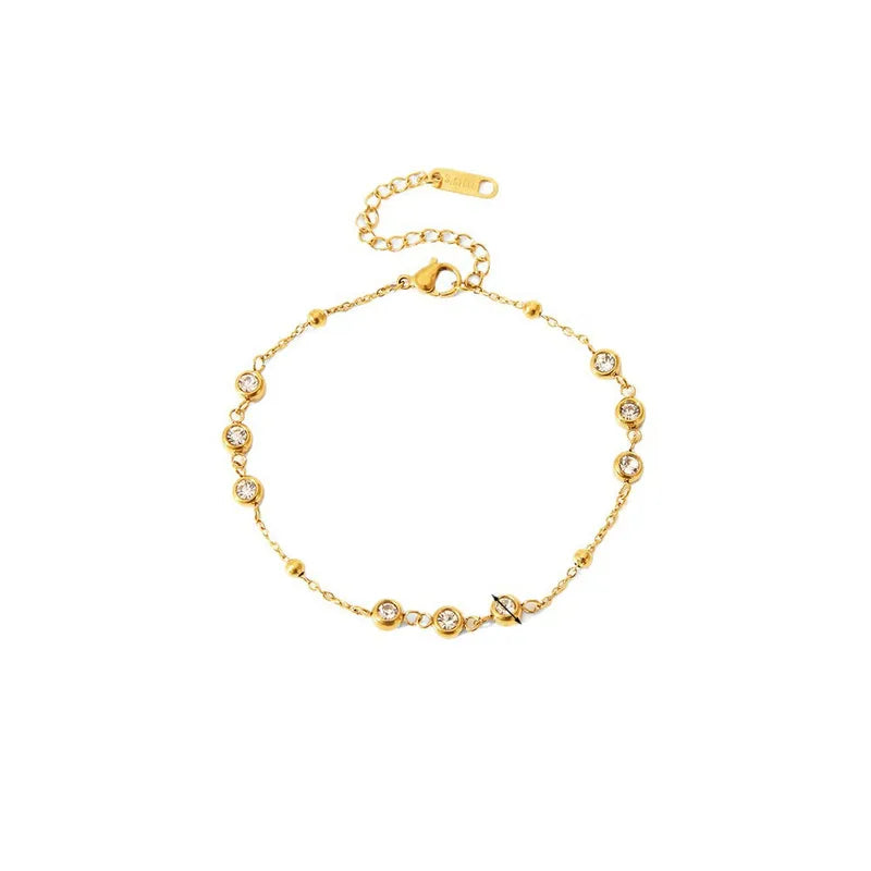 Bratara din otel placat cu aur cu zircon-BR288