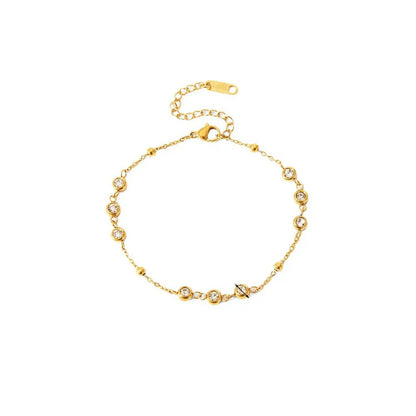 Bratara din otel placat cu aur cu zircon-BR288