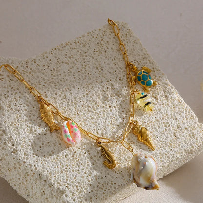 Κολιέ ατσάλινο με charms - ne774