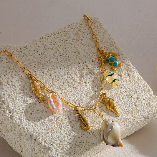 Κολιέ ατσάλινο με charms - ne774