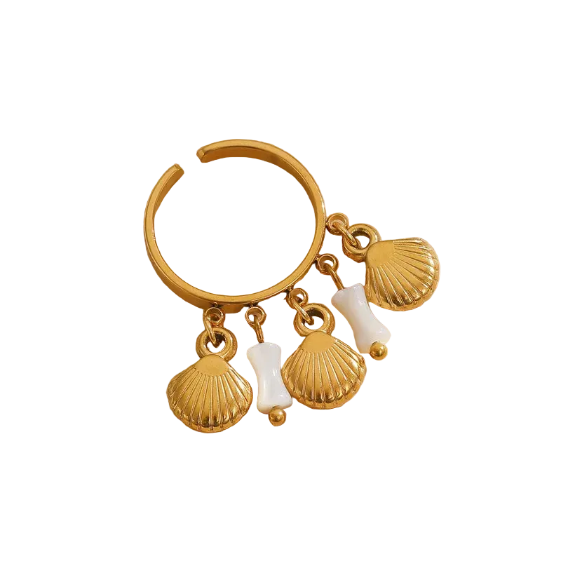 Δαχτυλίδι ατσάλι με κοχύλια - R371