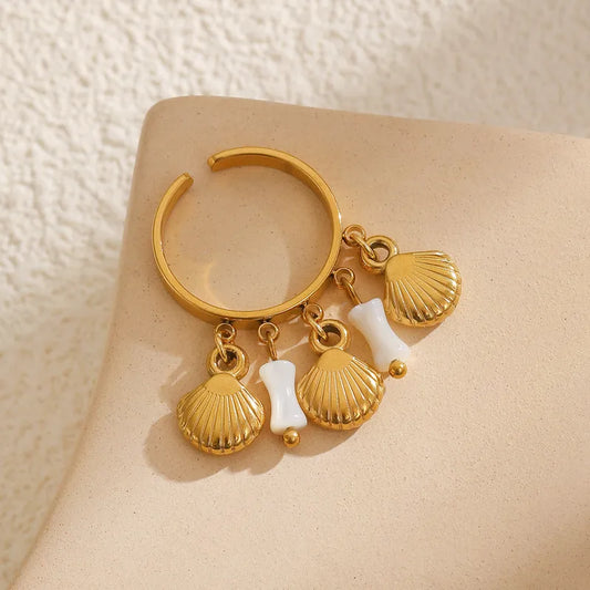 Δαχτυλίδι ατσάλι με κοχύλια - R371