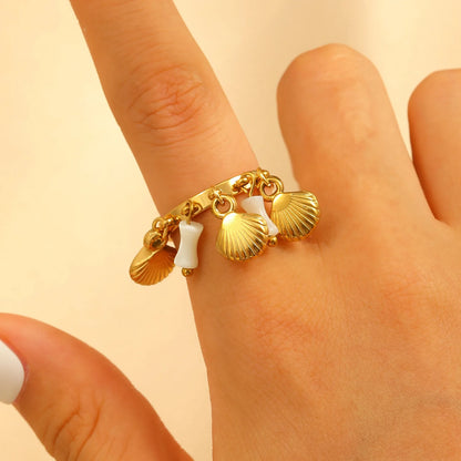 Δαχτυλίδι ατσάλι με κοχύλια - R371