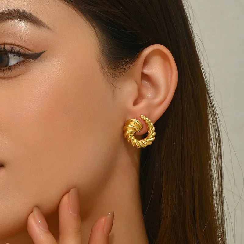 Σκουλαρίκια επιχρυσωμένο ατσάλι στεφάνι- EA668