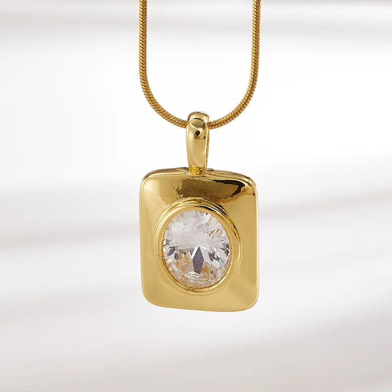 Κολιέ επιχρυσωμένο ατσάλι με μεγάλο zircon-NE115