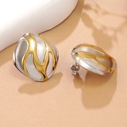 Σκουλαρίκια ατσάλι χρυσό με ασημί-EA655