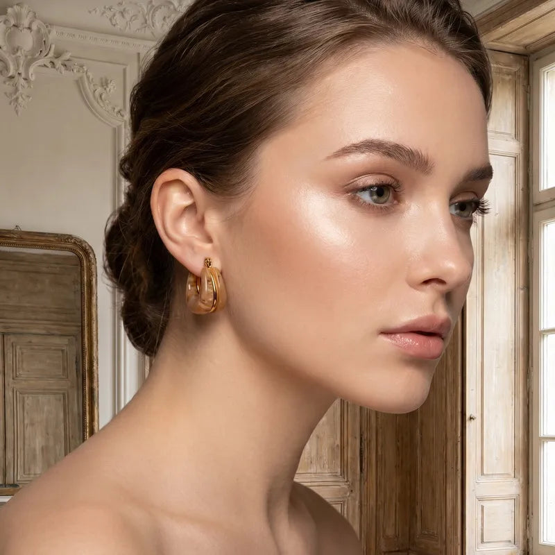 Boucles d'oreilles coquillage acier blanc avec perle - EA756
