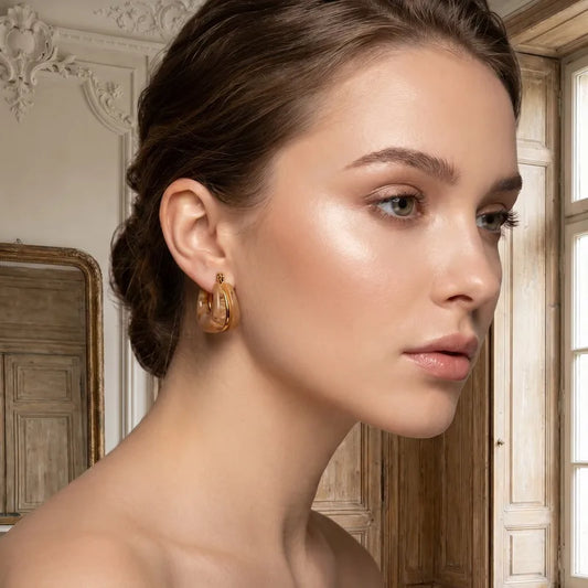 Steel shell earrings white with pearl - EA756