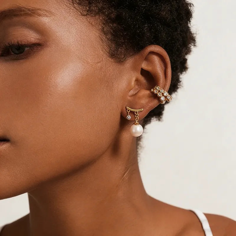 Σκουλαρίκια επιχρυσωμένο ατσάλι με κρύσταλλα-EA197