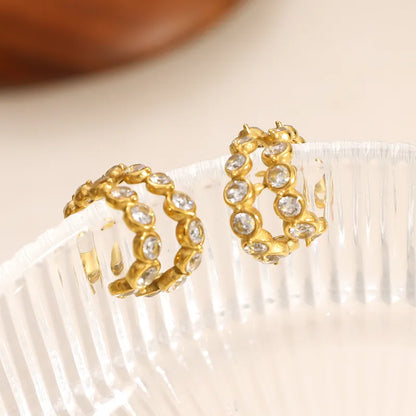 Σκουλαρίκια επιχρυσωμένο ατσάλι με κρύσταλλα-EA197