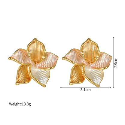 Cercei din oțel placat cu aur, tricolor, flori - EA825