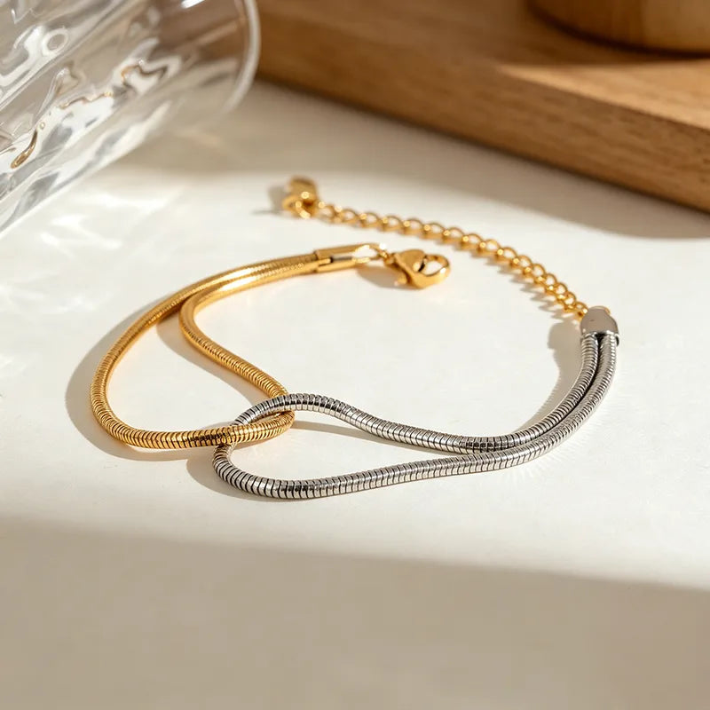 Bracelet acier doré et argenté - BR296