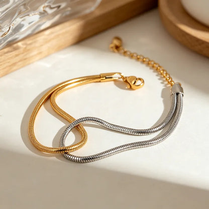 Bracelet acier doré et argenté - BR296