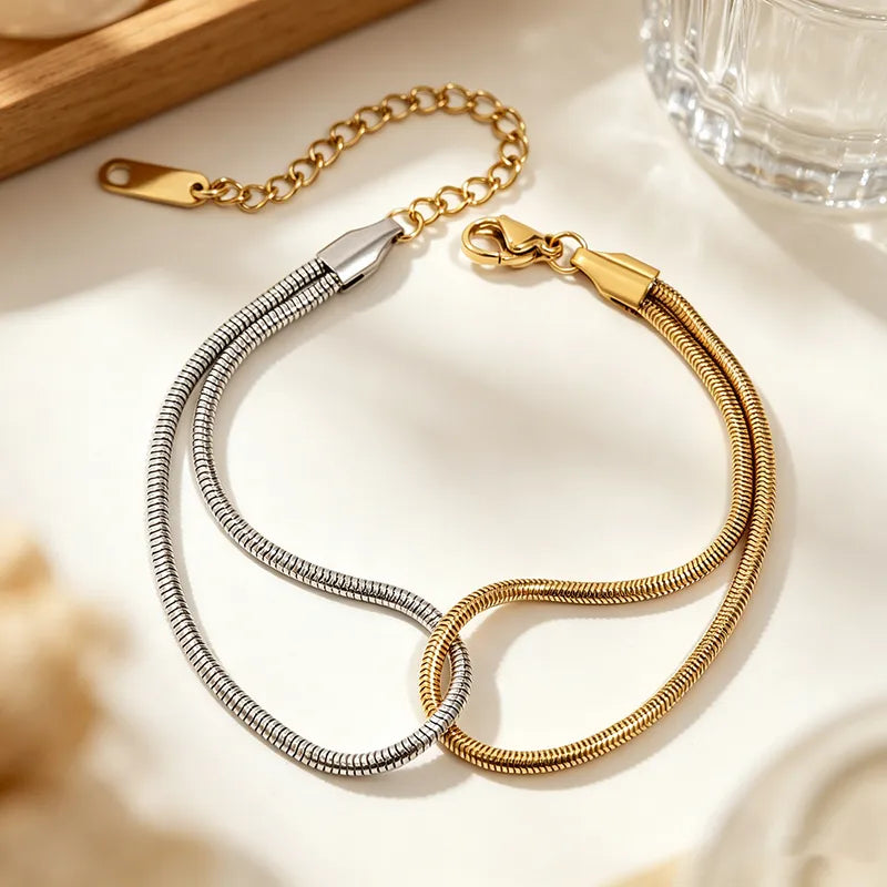 Bracelet acier doré et argenté - BR296