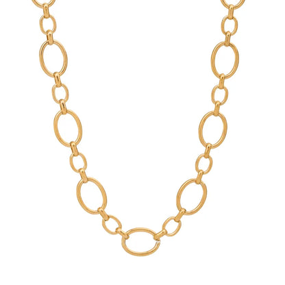 Κολιέ χρυσό ατσάλι με κρίκους-NE128