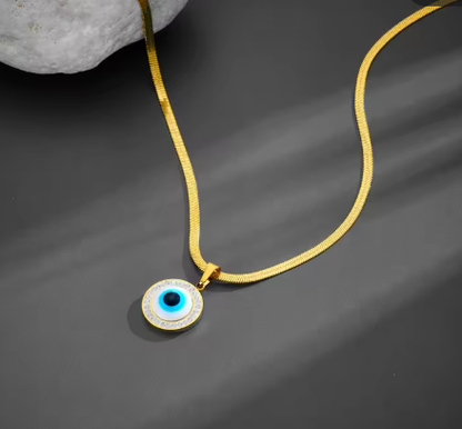 Necklace Gold Plot with round eye and zircon-ne170