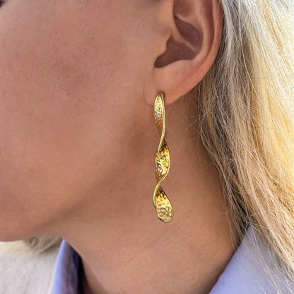 Σκουλαρίκια επιχρυσωμένο ατσάλι στριφογυριστά-EA341