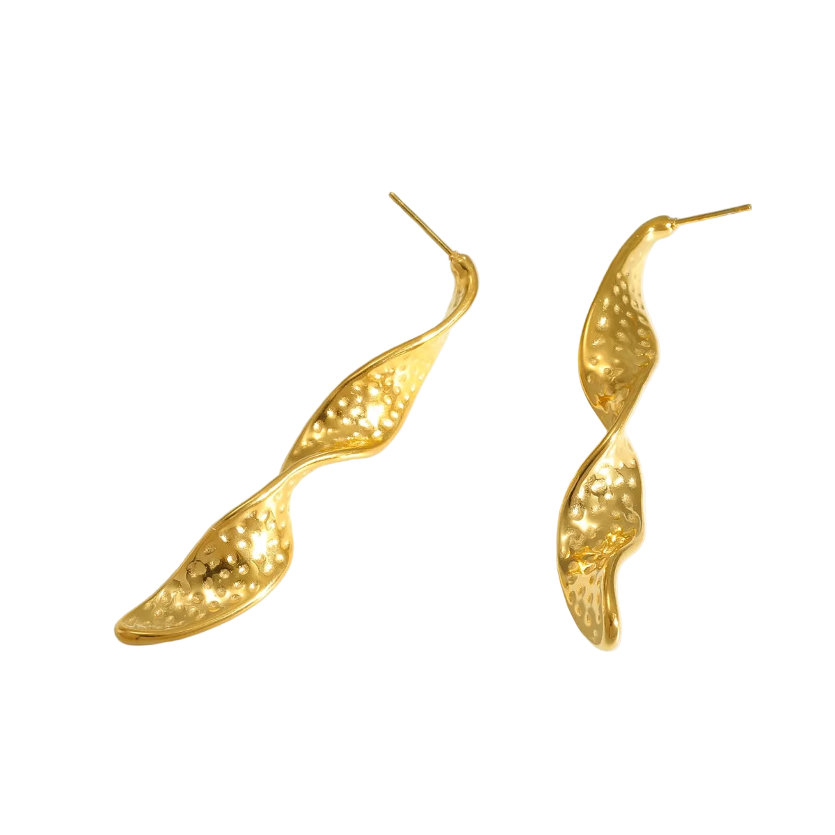 Σκουλαρίκια επιχρυσωμένο ατσάλι στριφογυριστά-EA341