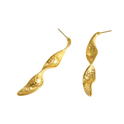 Σκουλαρίκια επιχρυσωμένο ατσάλι στριφογυριστά-EA341